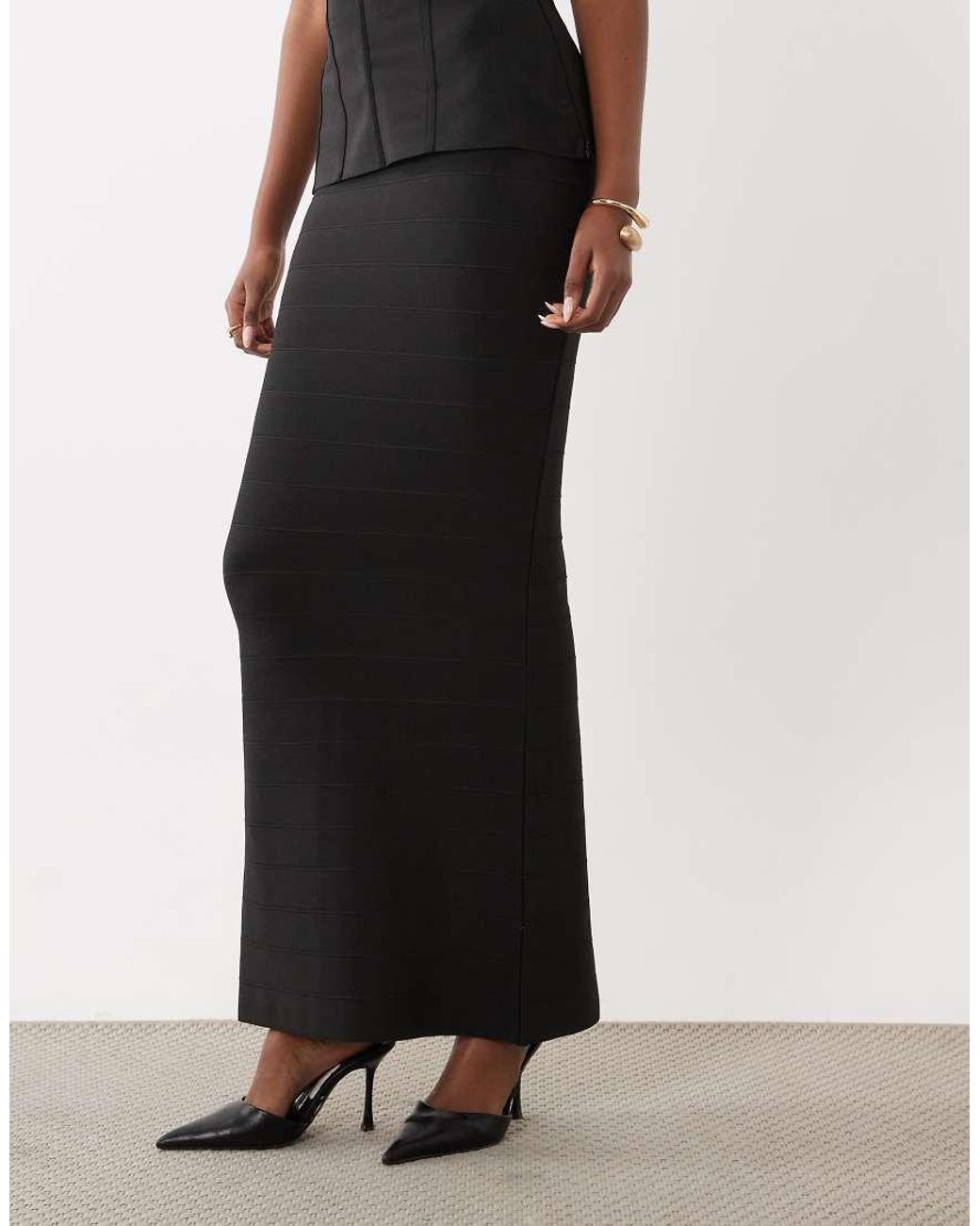 ASOS White Striped Bandage Maxi Skirt