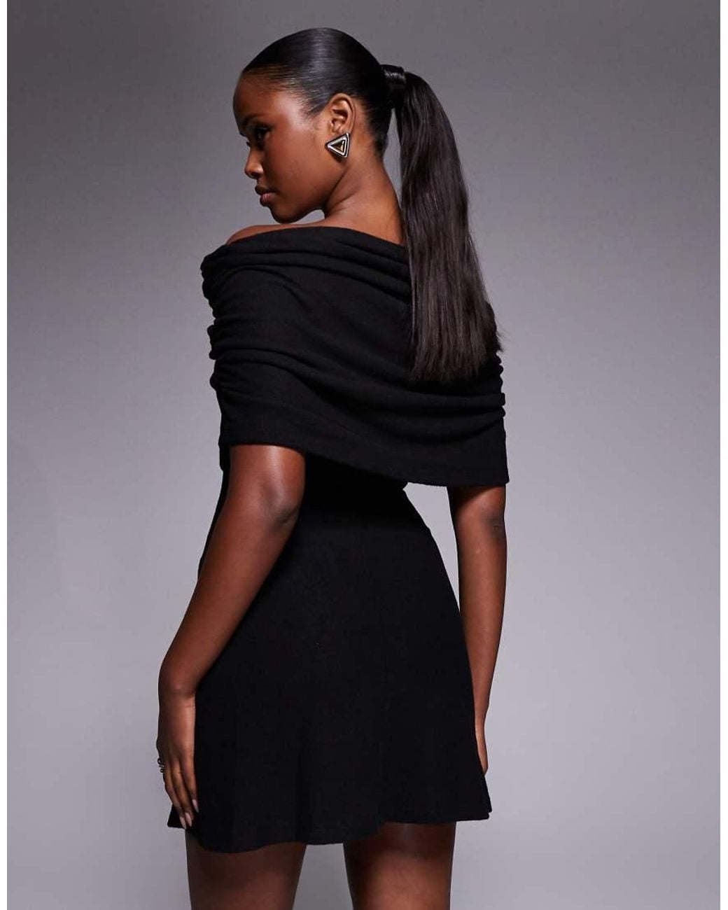 ASOS Black Supersoft Cape Overlay Mini Dress