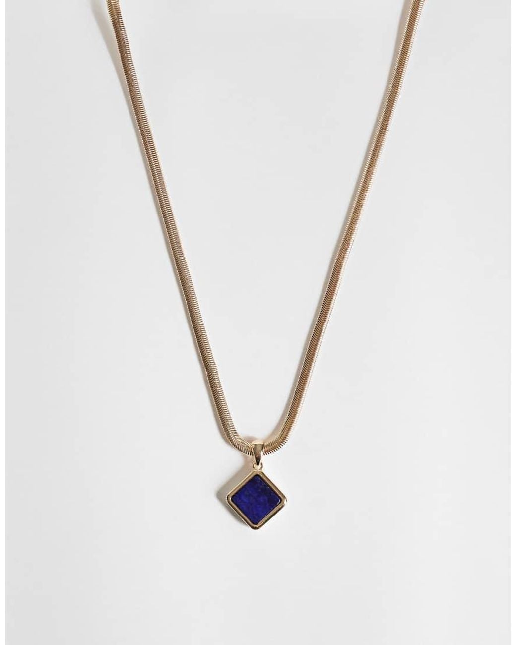 Reclaimed Vintage White Pendant With Blue Lapis Stone