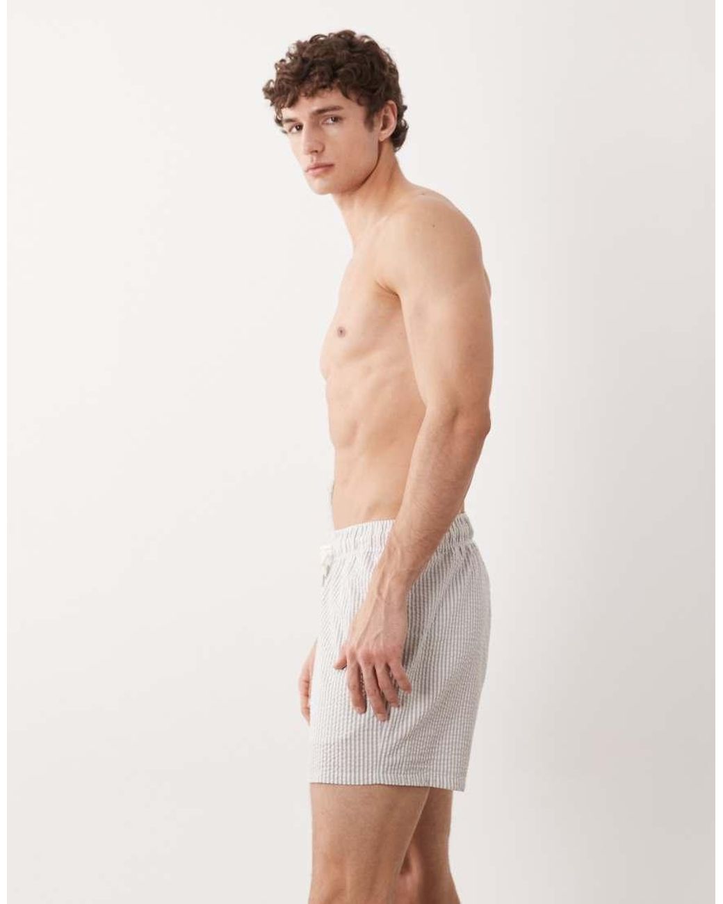 ASOS Gray Seersucker Swim Shorts for men
