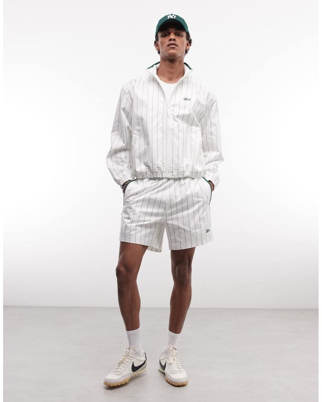 BLKVIS White Striped Track Short Co-ord for men