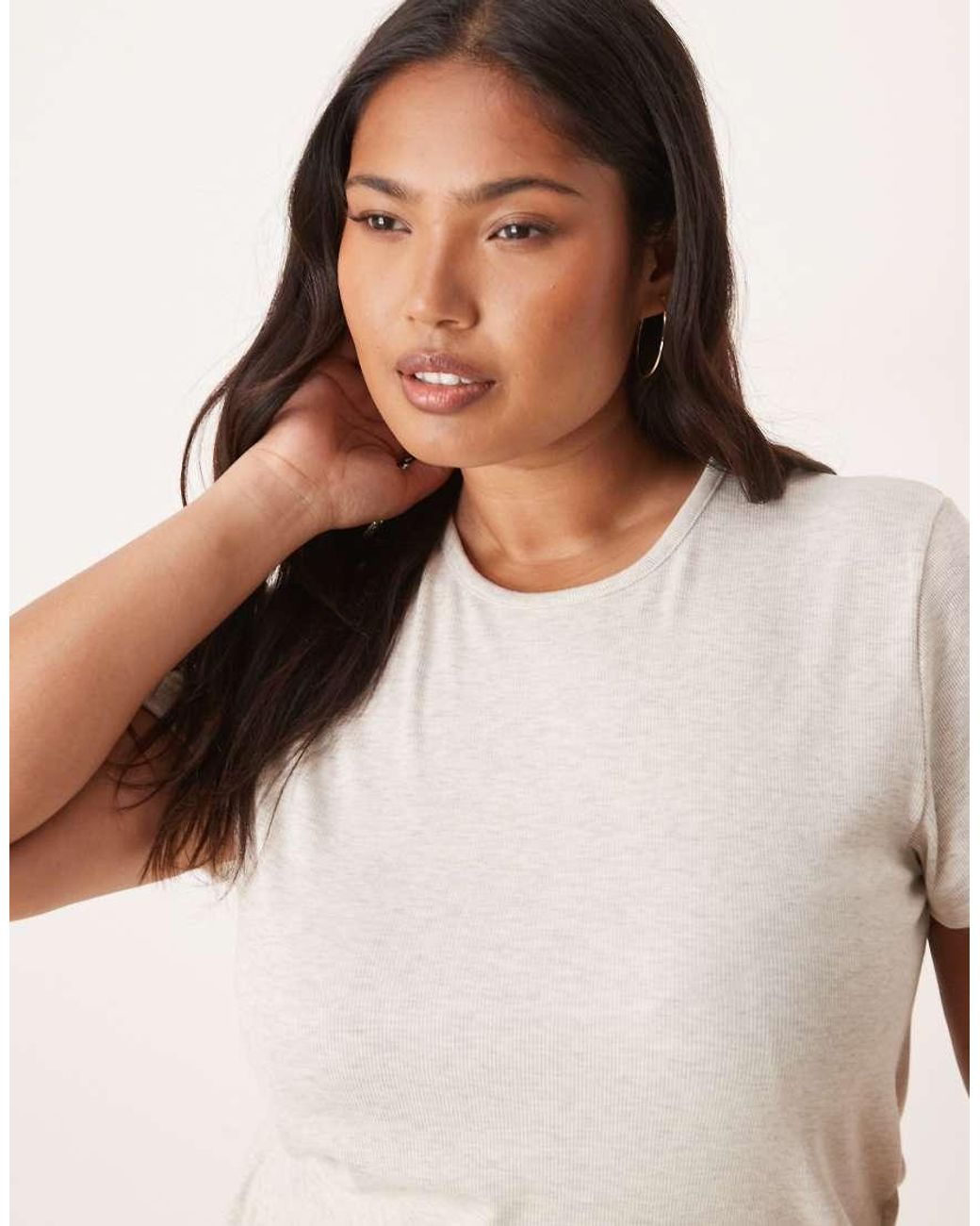 ASOS Multicolor Asos Design Curve Mix & Match Rib Oversized Pyjama Tee With Side Split