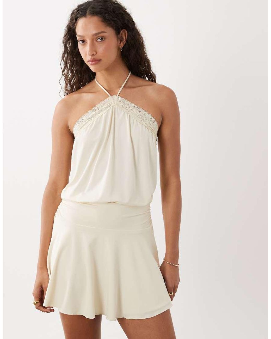 Cotton On White Chloe Halter Mini Dress