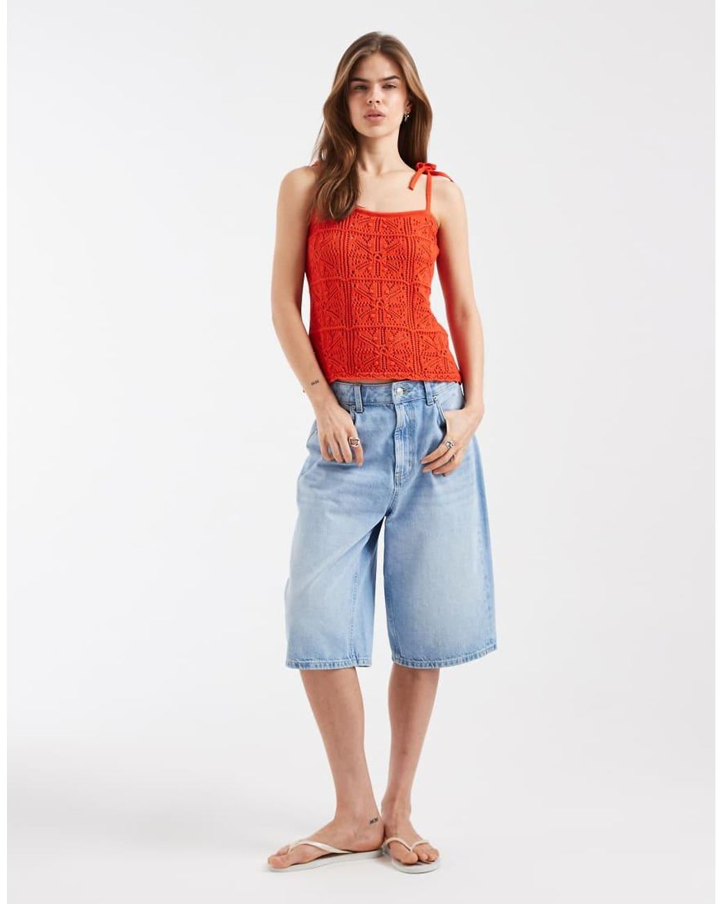 Levi's Red Crochet Tie Strap Tank Top