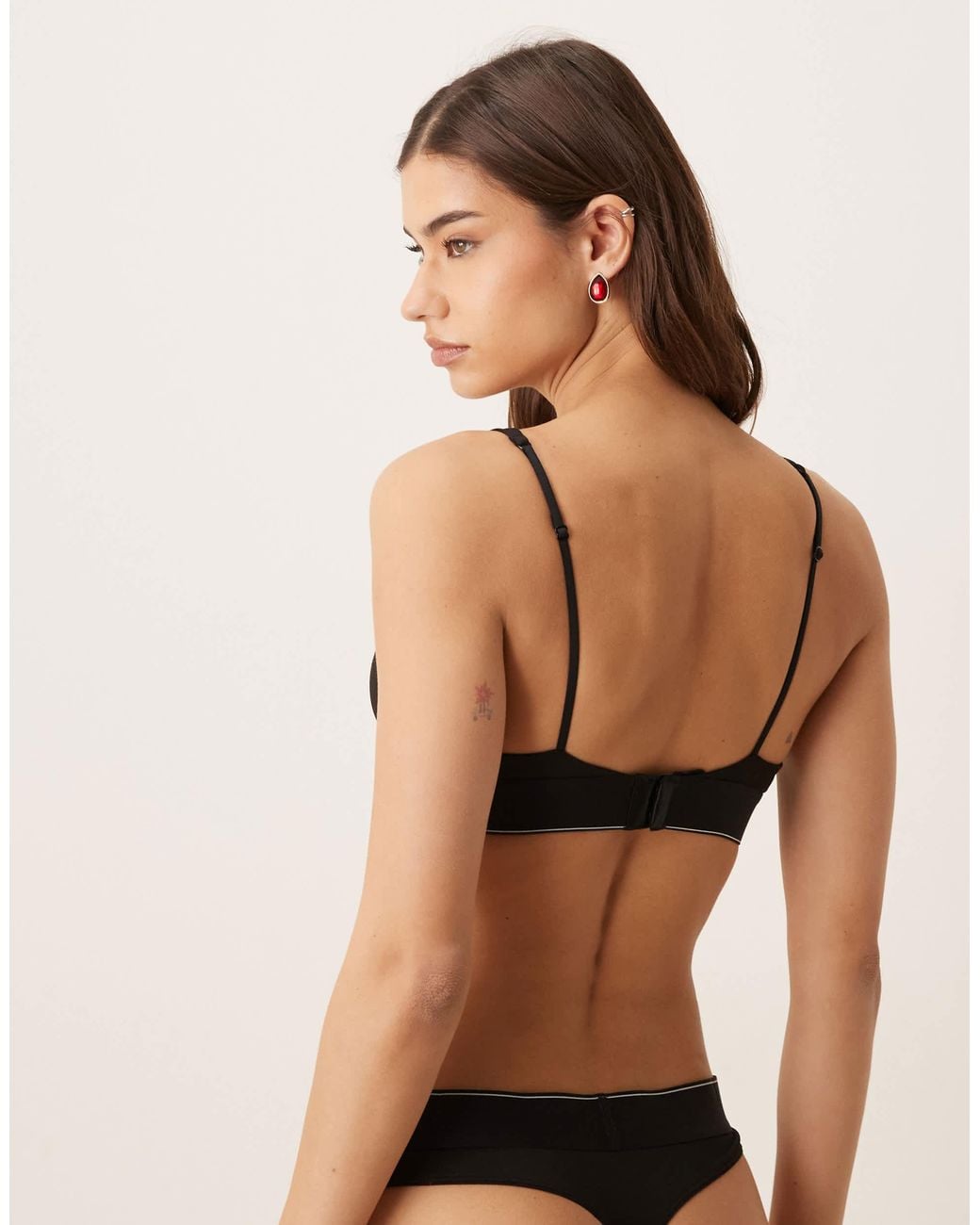 Calvin Klein Black Graphic Logo Lightly Lined Triangle Bra