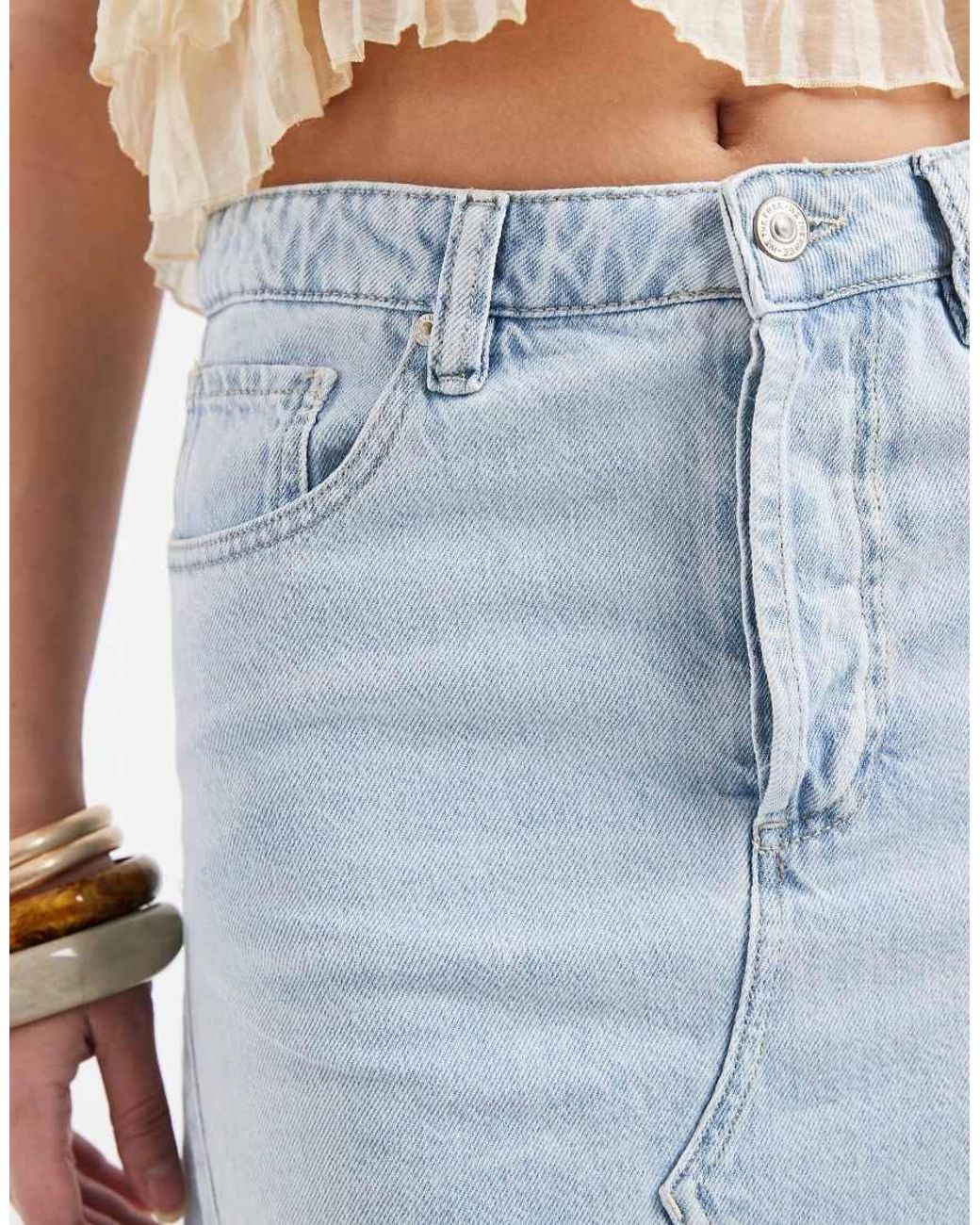 Free People Blue Aquarius Split Front Midi Skirt