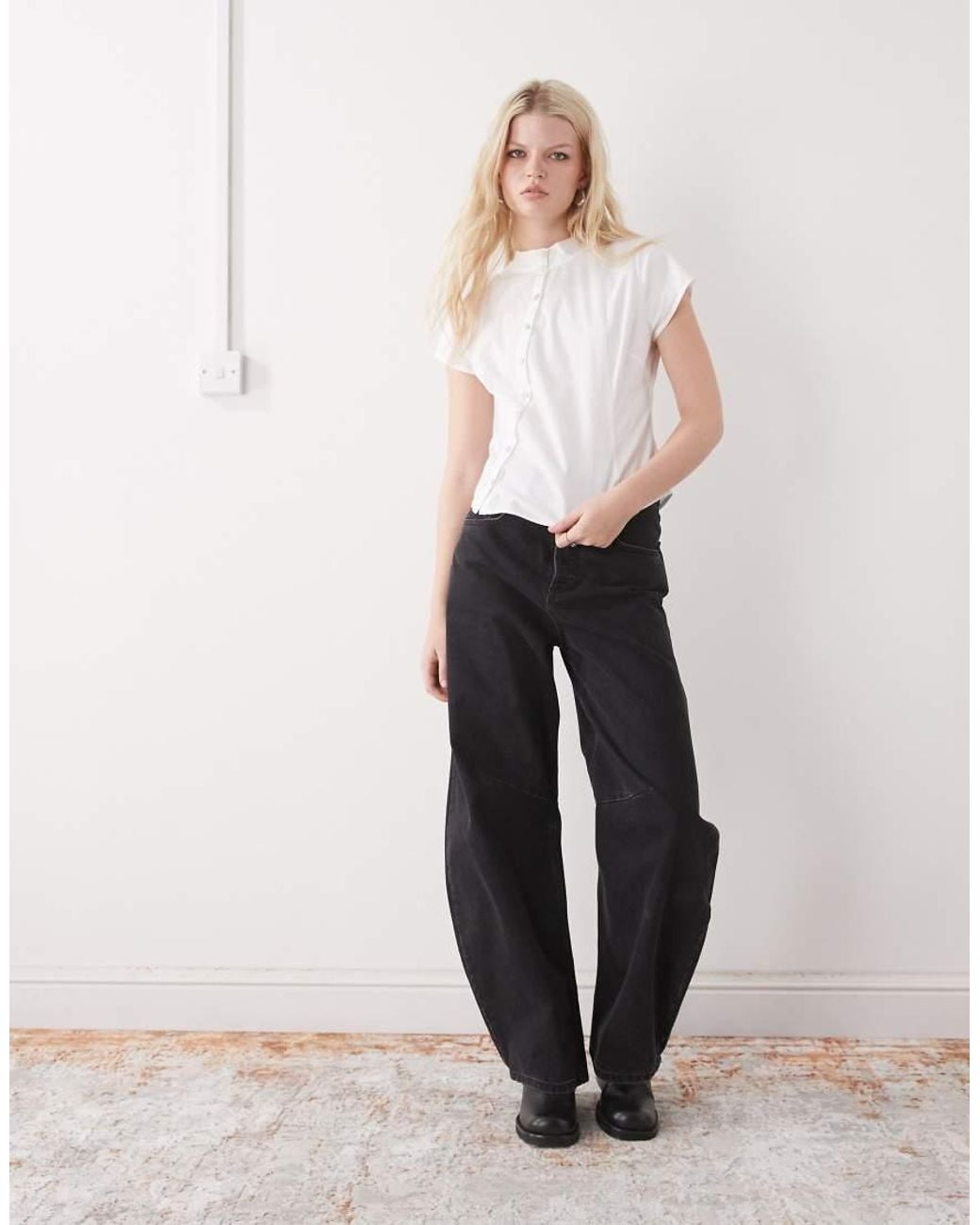 Collusion White Button Detail Fitted Blouse