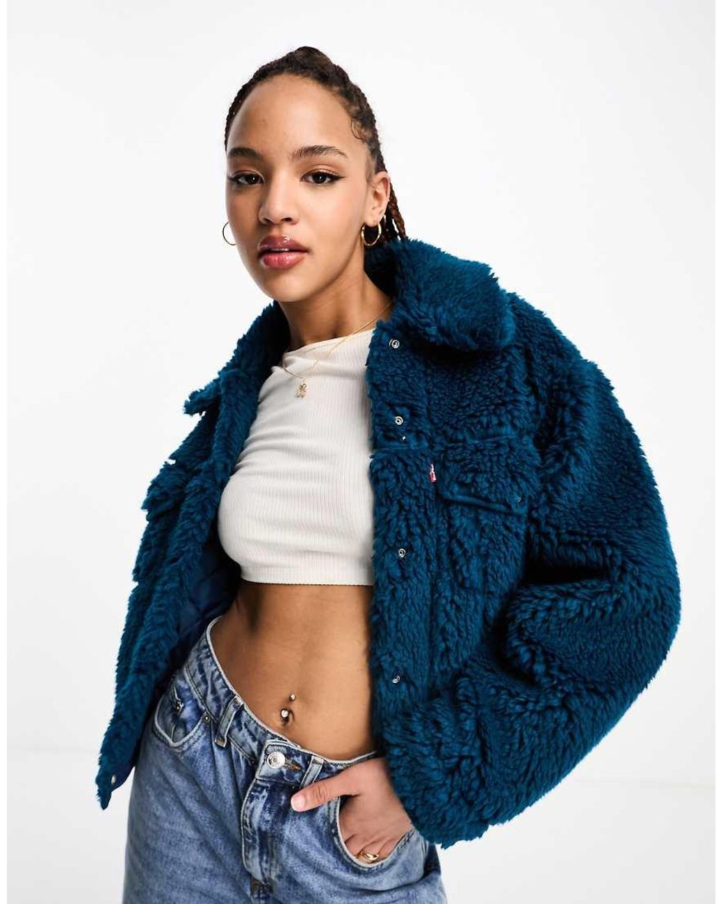 Levi s Levi Borg Bubble Sherpa Trucker Jacket in Blue Lyst UK