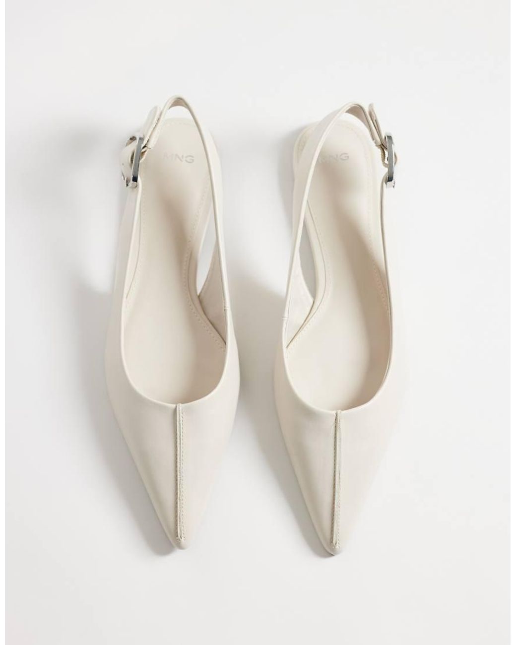 Mango White Flat Slingback Shoe