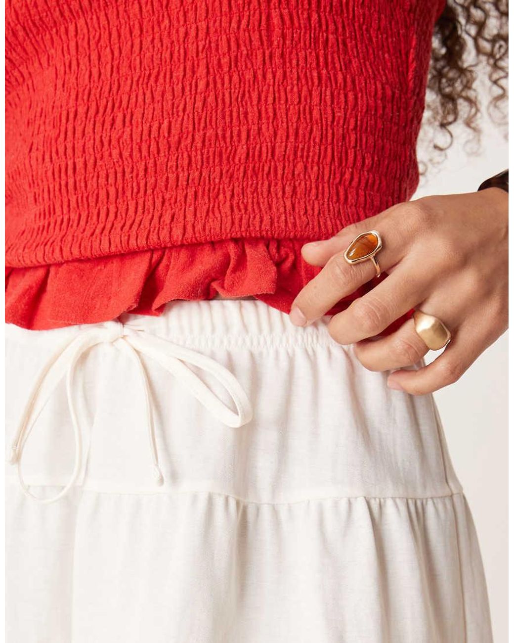 Gina Tricot Red Mini Ruffle Flippy Skirt