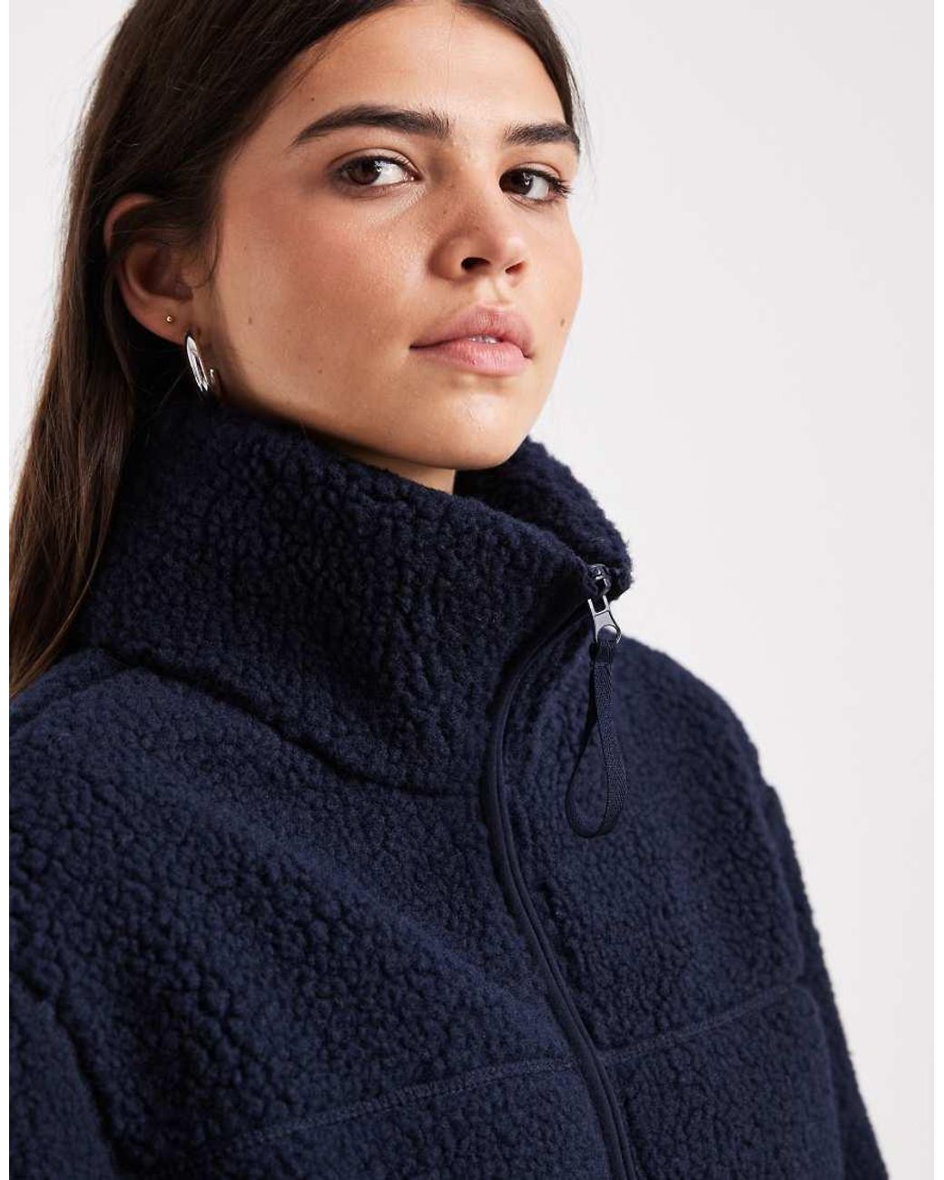 Vero Moda Blue Oversized Funnel Neck Teddy Jacket
