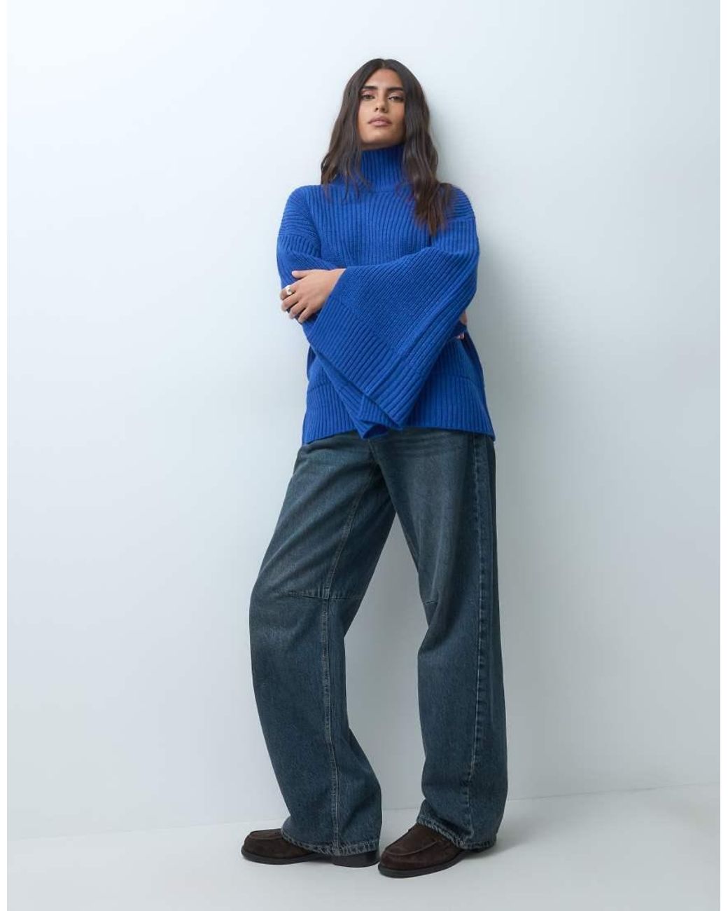 Gina Tricot Blue Knitted Turtleneck Sweater