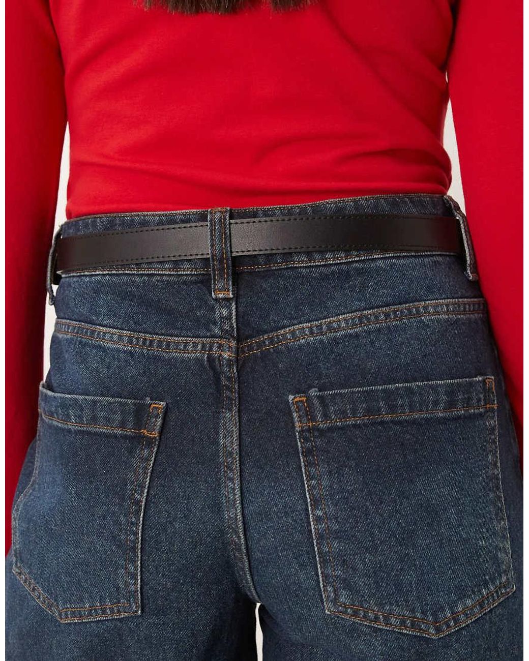 Gina Tricot Blue Belt With Silver Statement Buckle