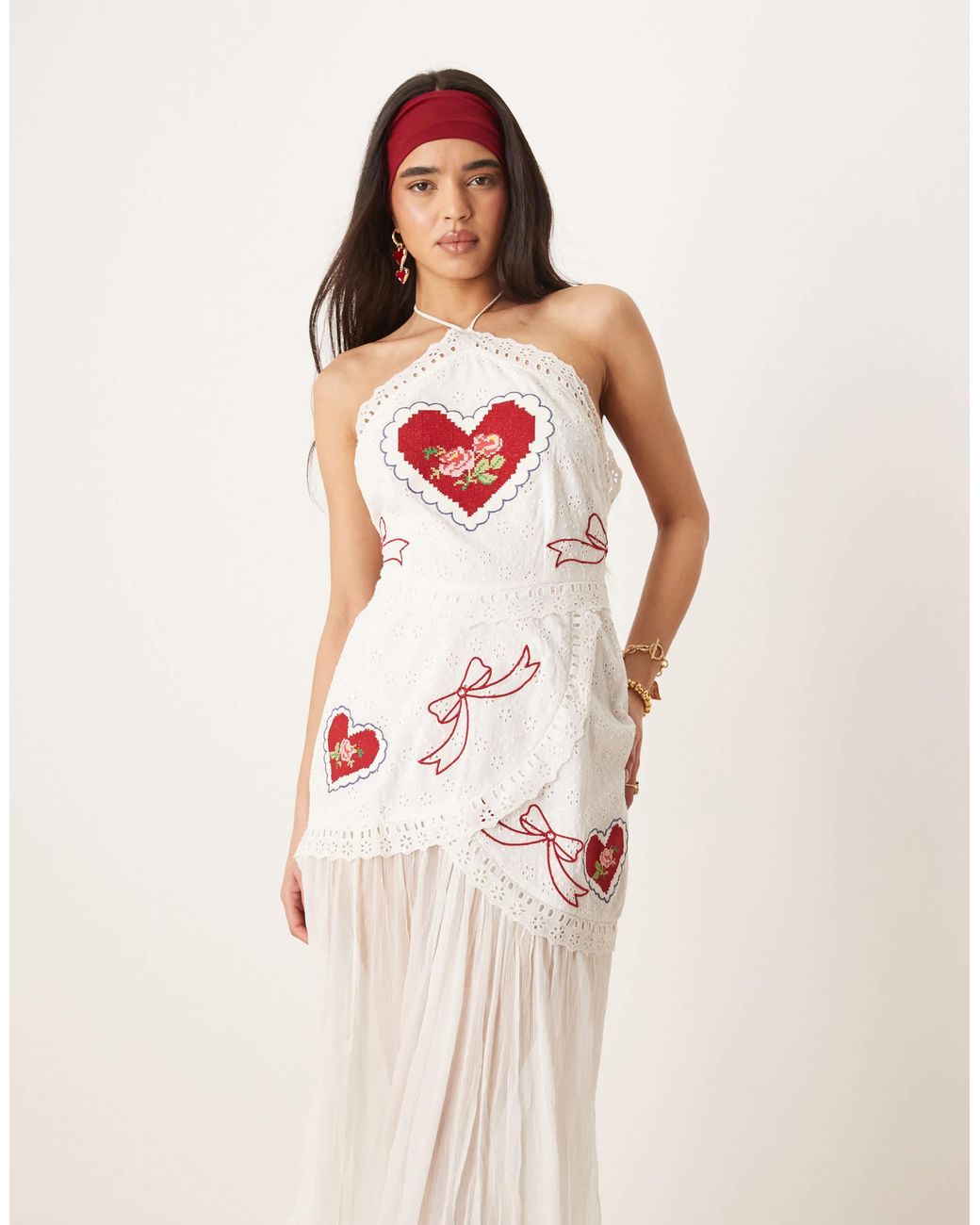 For Love & Lemons Mi Amore Embroidered Maxi Dress in Natural | Lyst