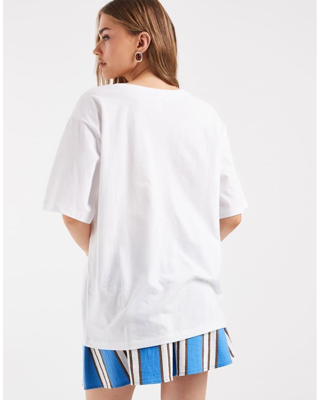 ONLY White Oversized T-shirt With Flower Market Graphic