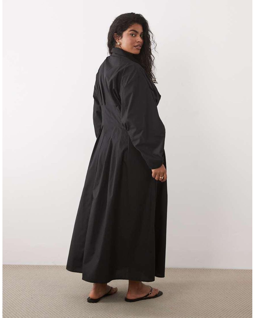 ASOS Black Asos Design Curve Cinched Detail Maxi Shirt Dress