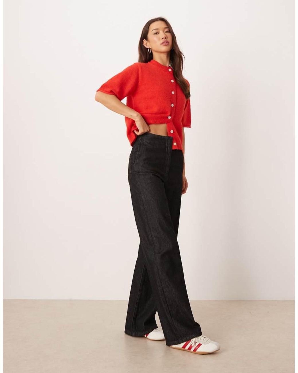 ASOS Red Rolled Edge Short Sleeve Cardigan