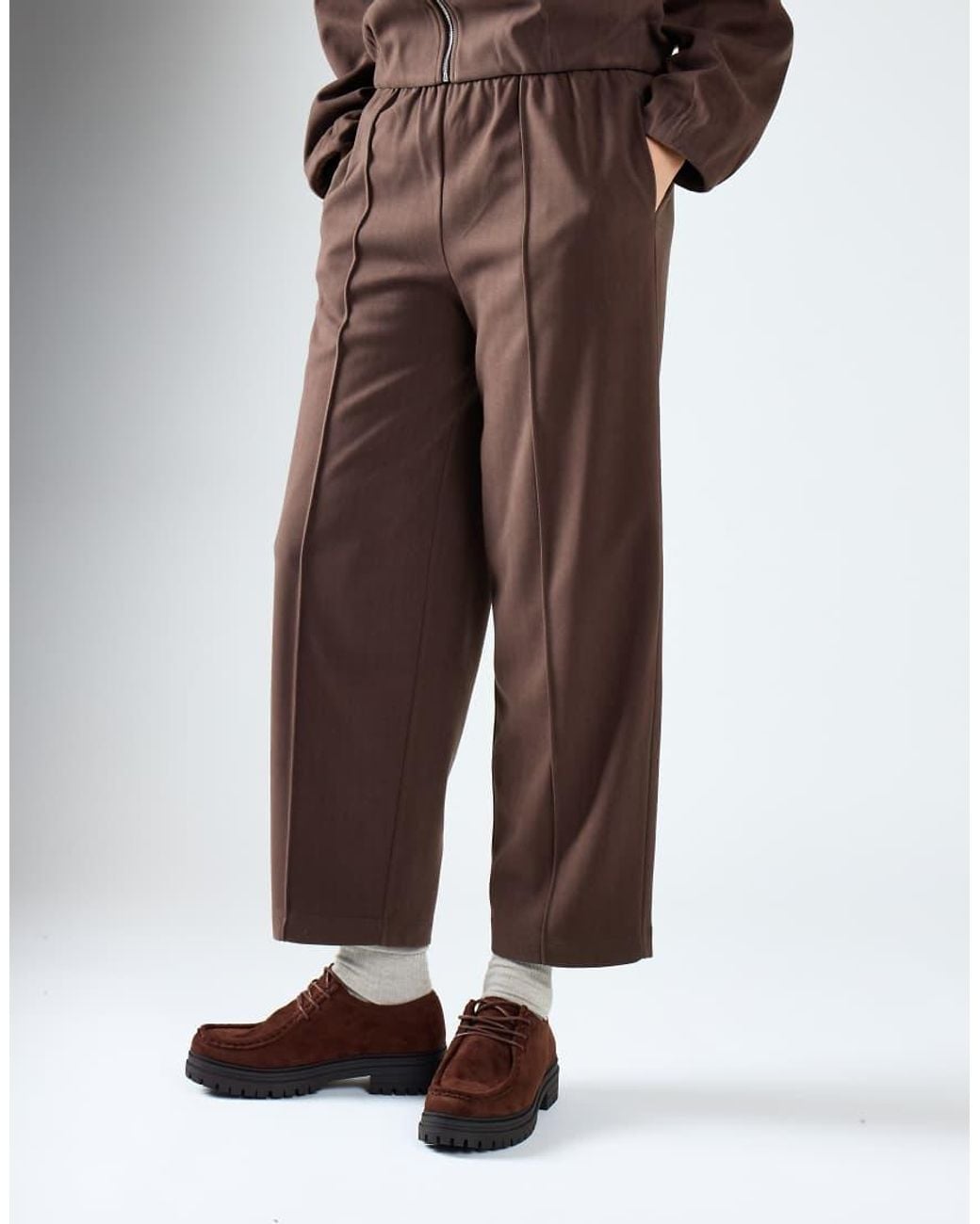 Glamorous Brown Elastic Waist Straight Leg Trousers