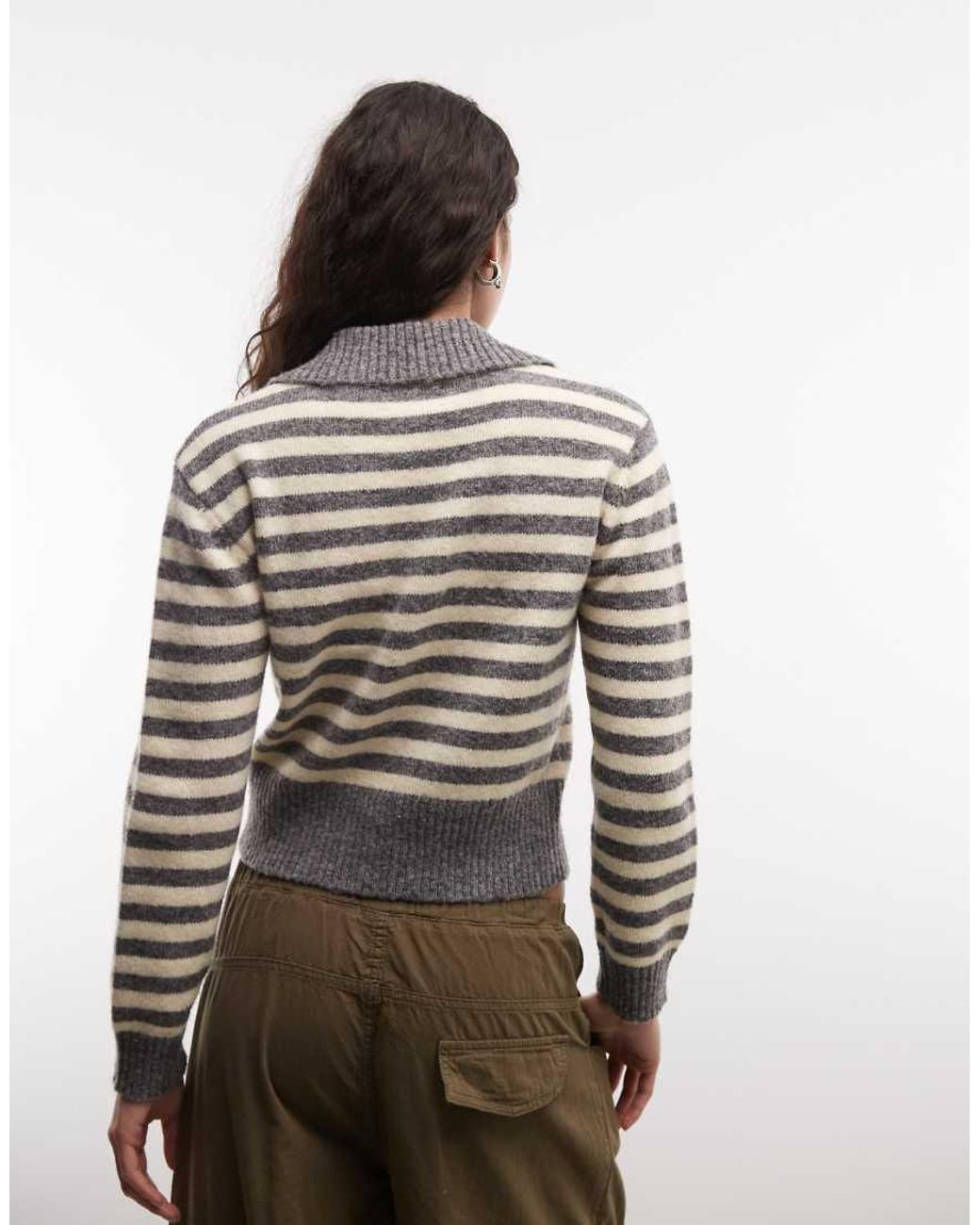 Collusion Gray Knitted Collar Cardigan