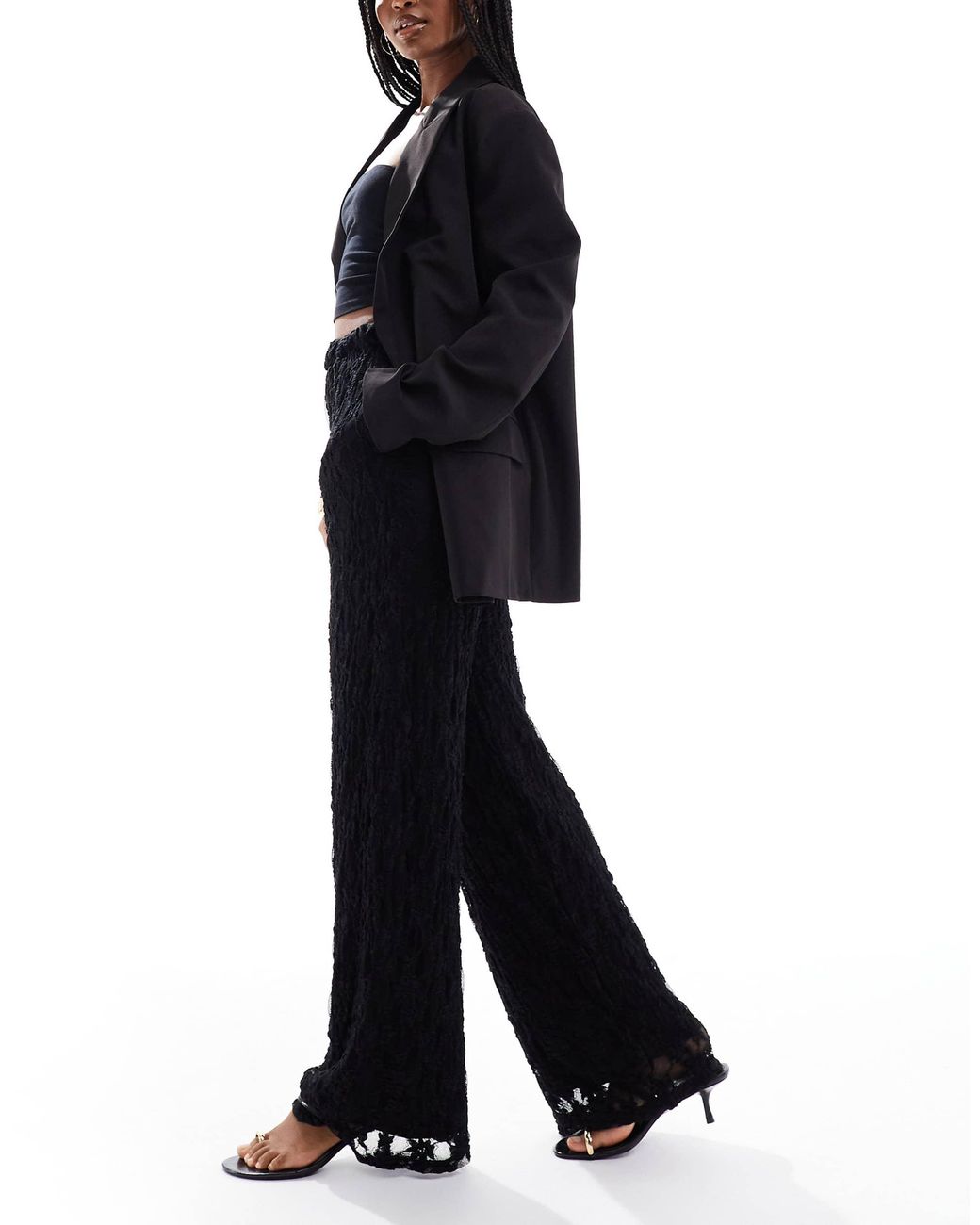 Threadbare Blue Thredbare Wide Leg Lace Pants