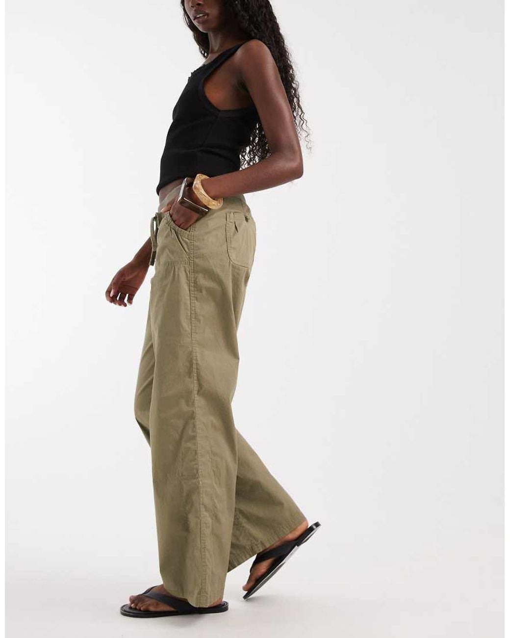 Hollister Green Y2k Low Rise Utility Pull On Pants