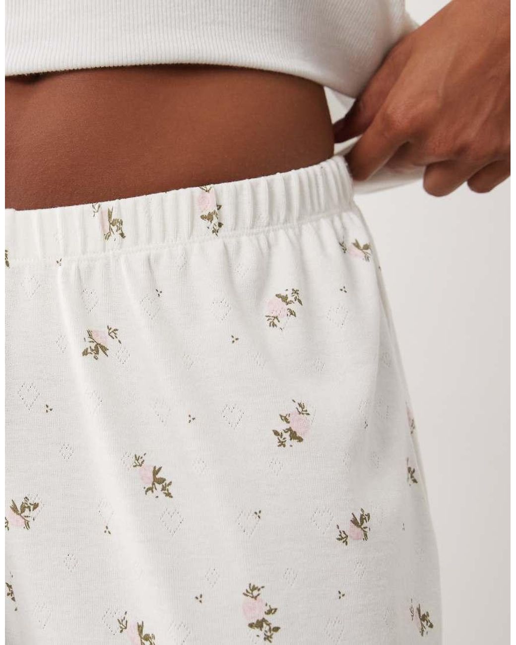 ASOS White Asos Design Petite Mix & Match Pointelle Pajama Pants