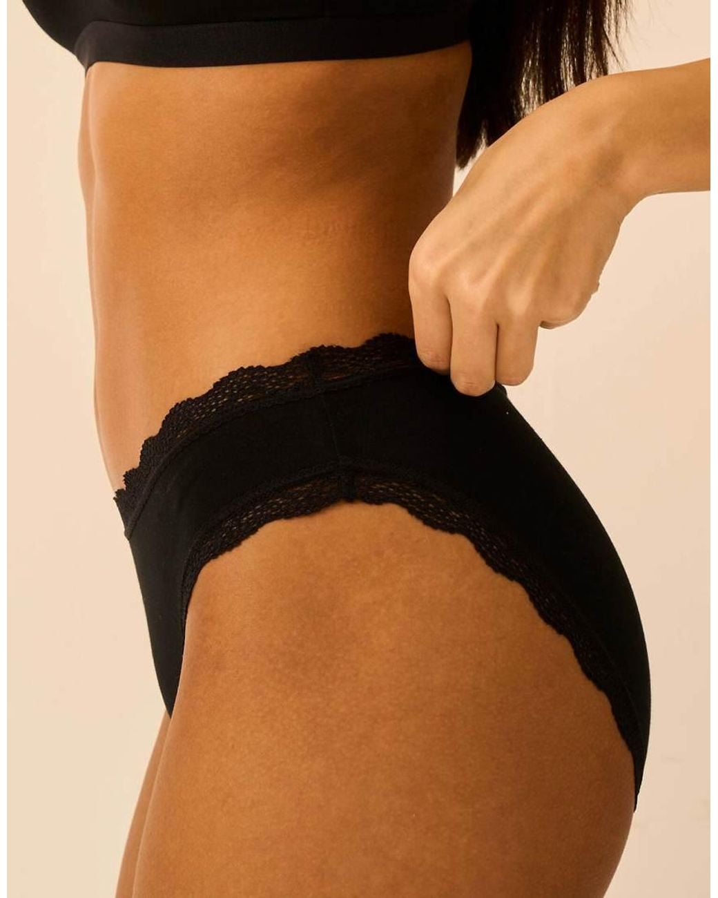 Stripe & Stare Black Mid Rise High Leg Knicker Four Pack