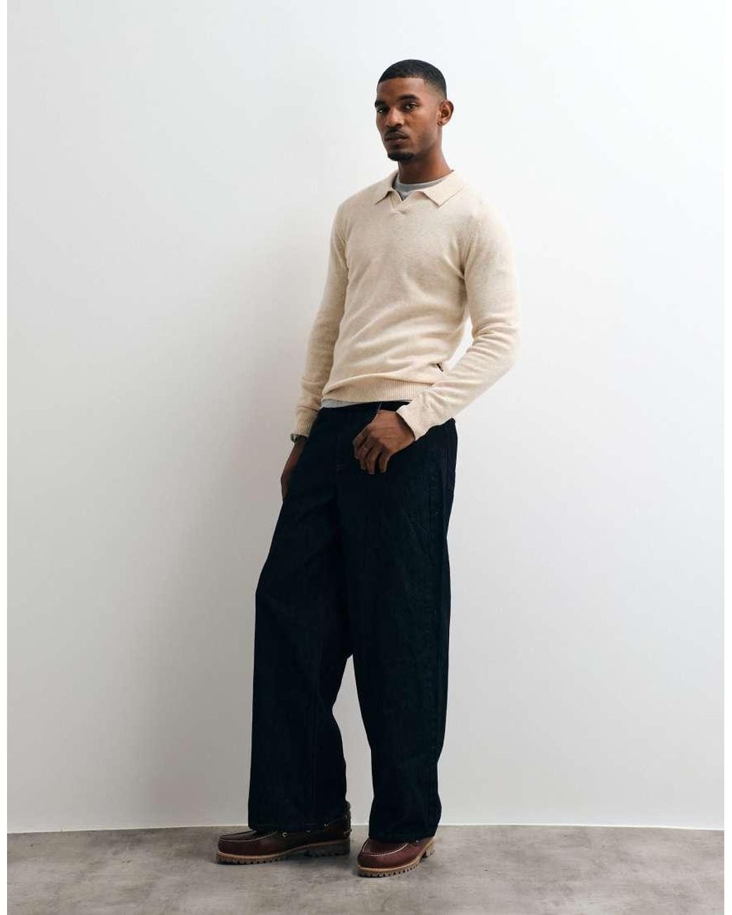 Blend Natural Knitted Collared Wool-mix Jumper for men