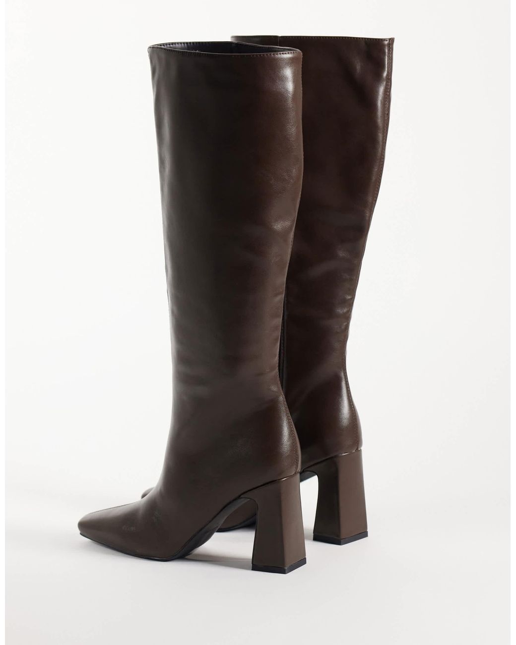 Raid Brown Emarra Block Heel Knee Boots