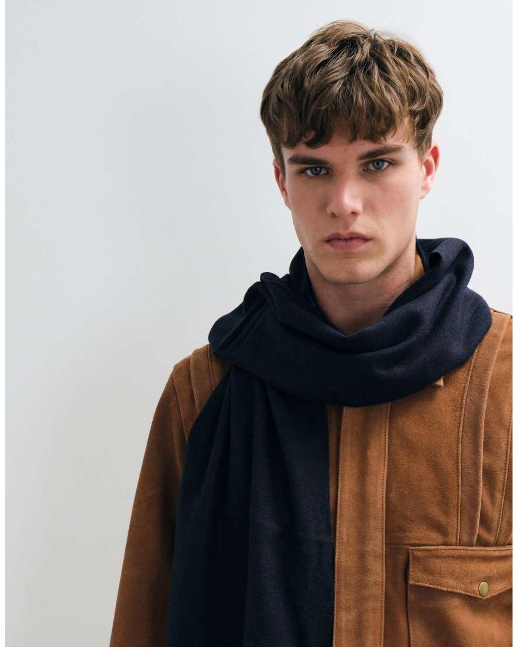 Mango Blue Knitted Scarf for men