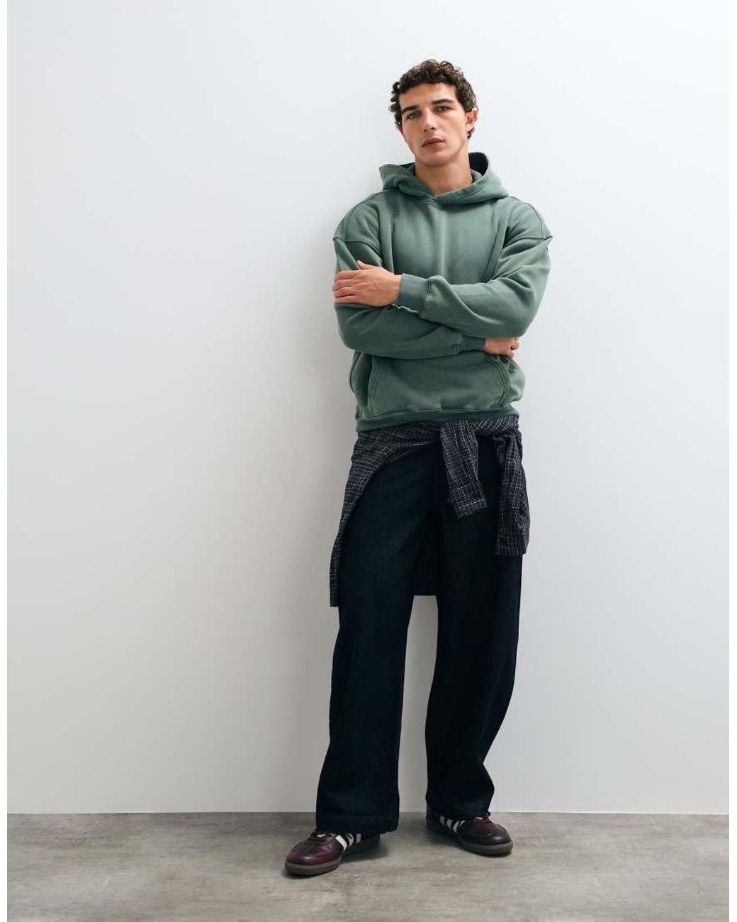 Hollister Green Boxy Pull On Hoodie for men