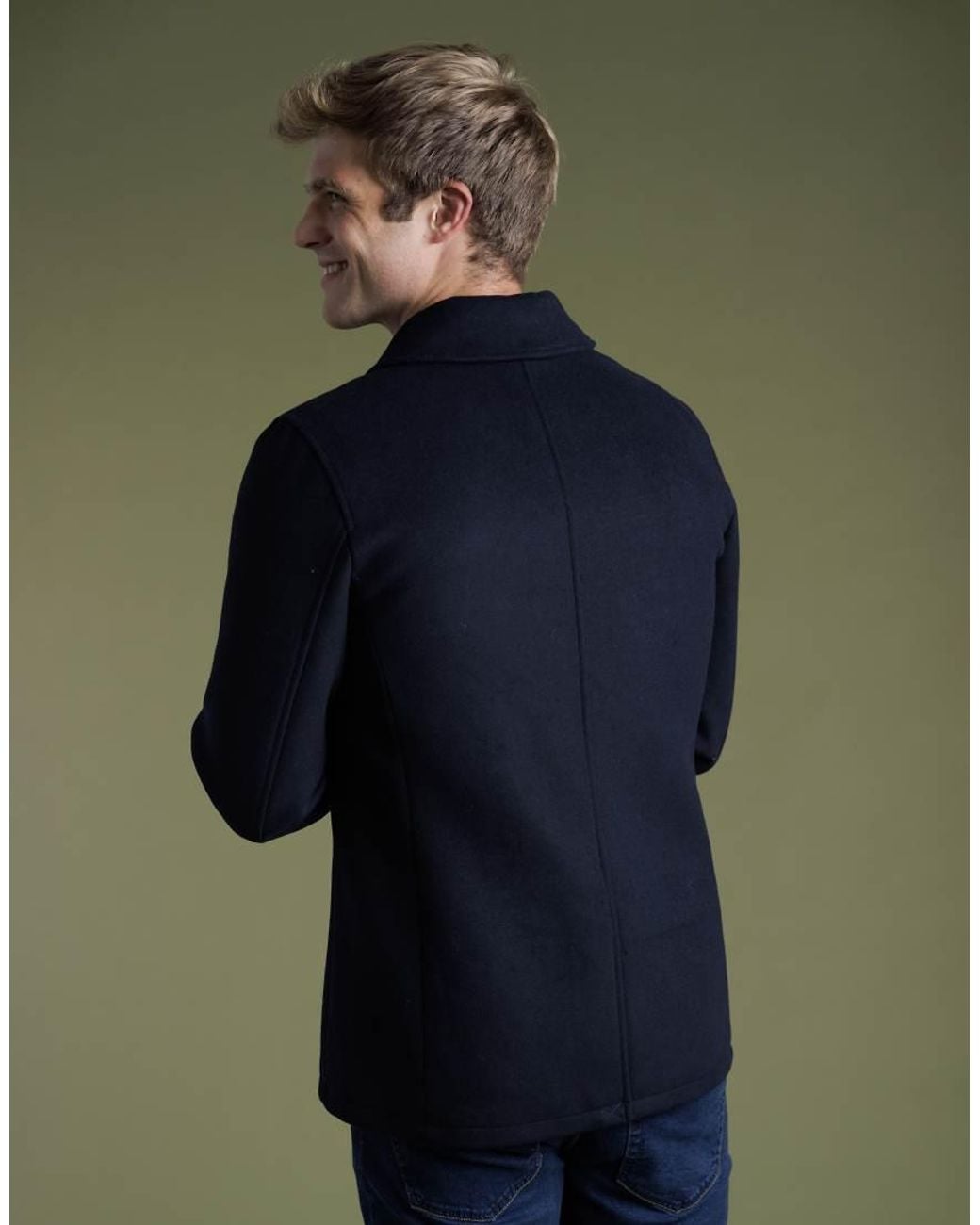 French Connection Green Wool Blend Double Breasted Pea Coat for men