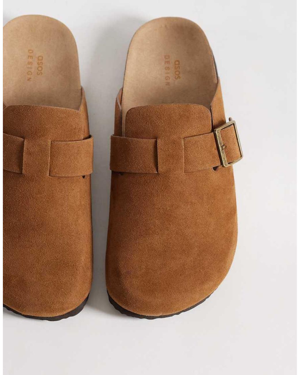 ASOS Mule Sandals With Cork Sole Bonded Suede-brown for men