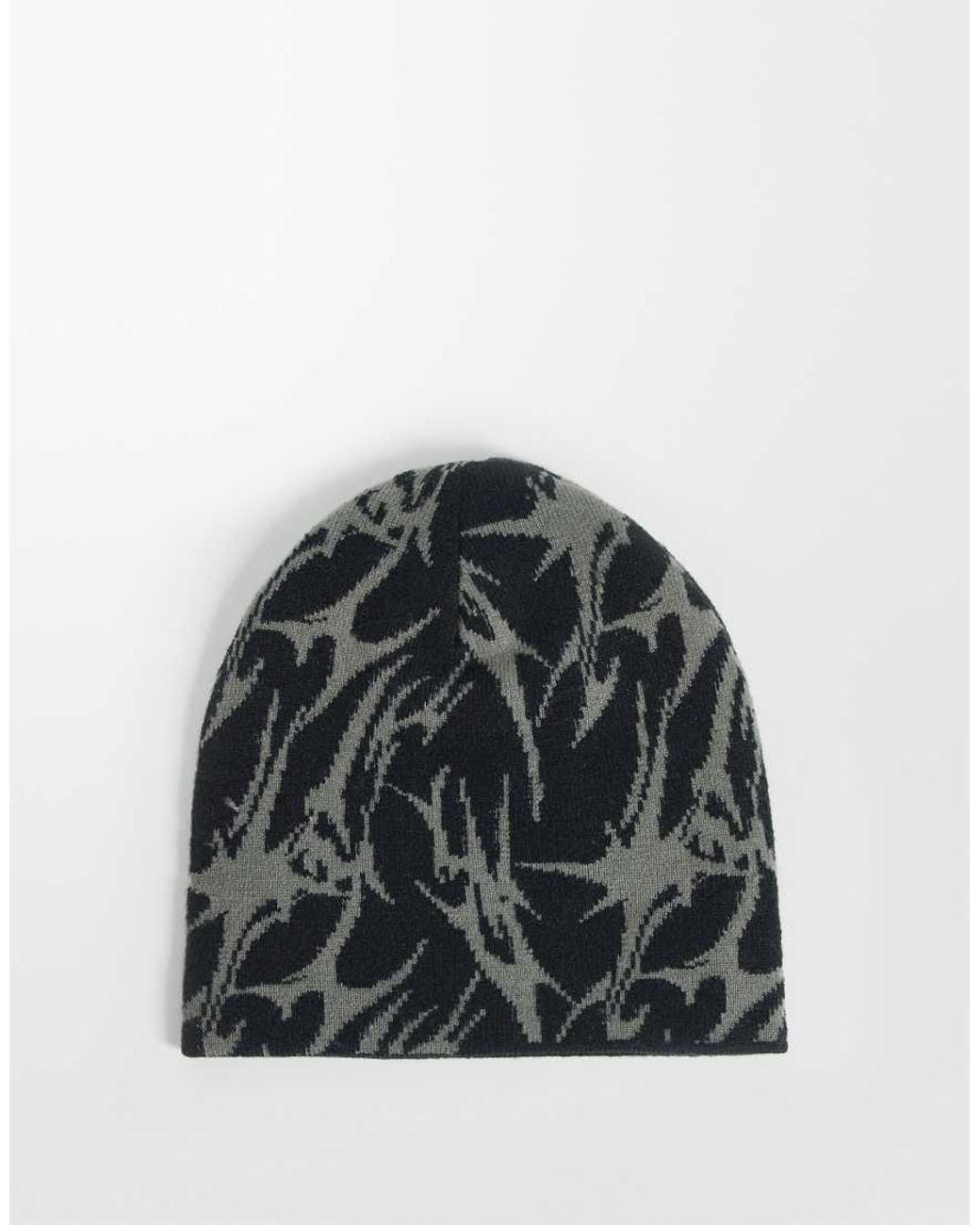 ASOS Black Abstract Pattern Skull Beanie for men