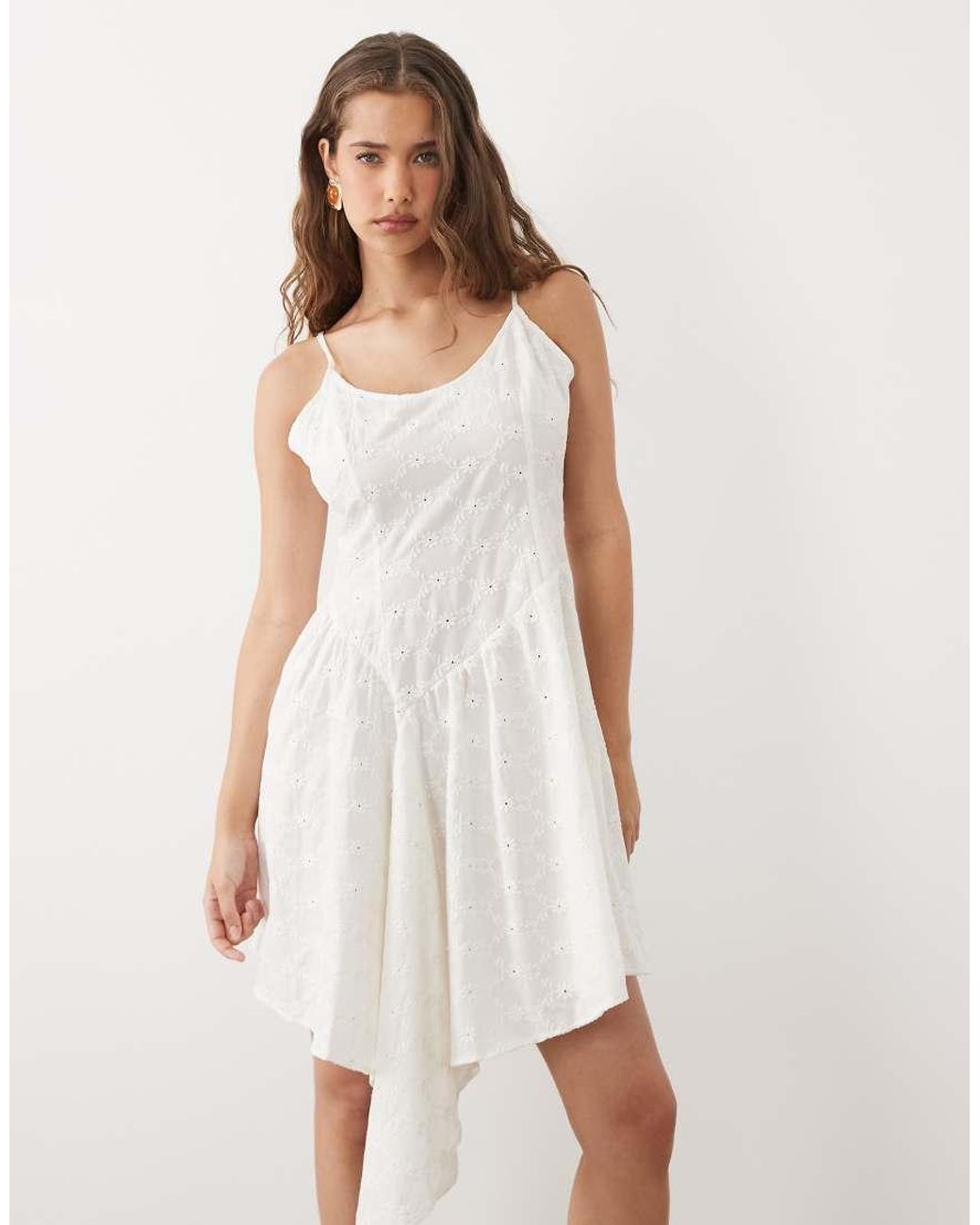 Miss Selfridge Natural Broderie Asym Cami Mini Dress