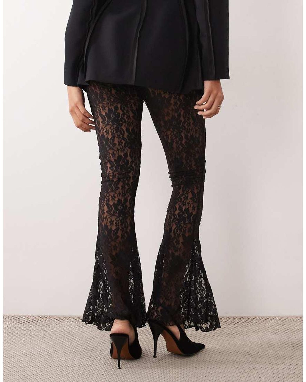 ASOS Natural Godet Lace Flared Trouser
