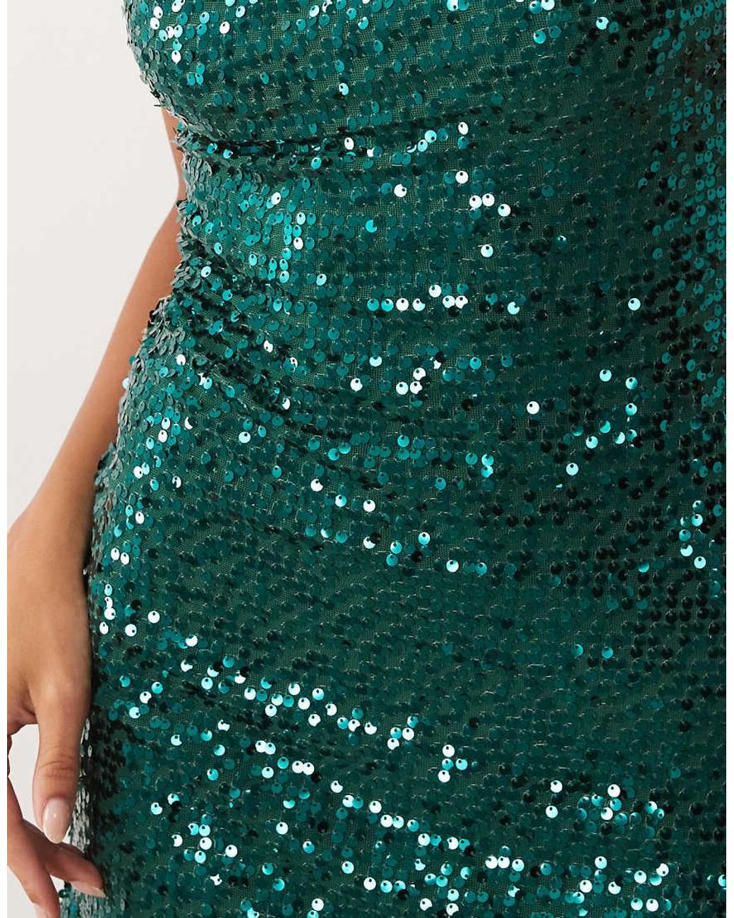 ASOS Green Sequin Cowl Halter Neck Mini Dress
