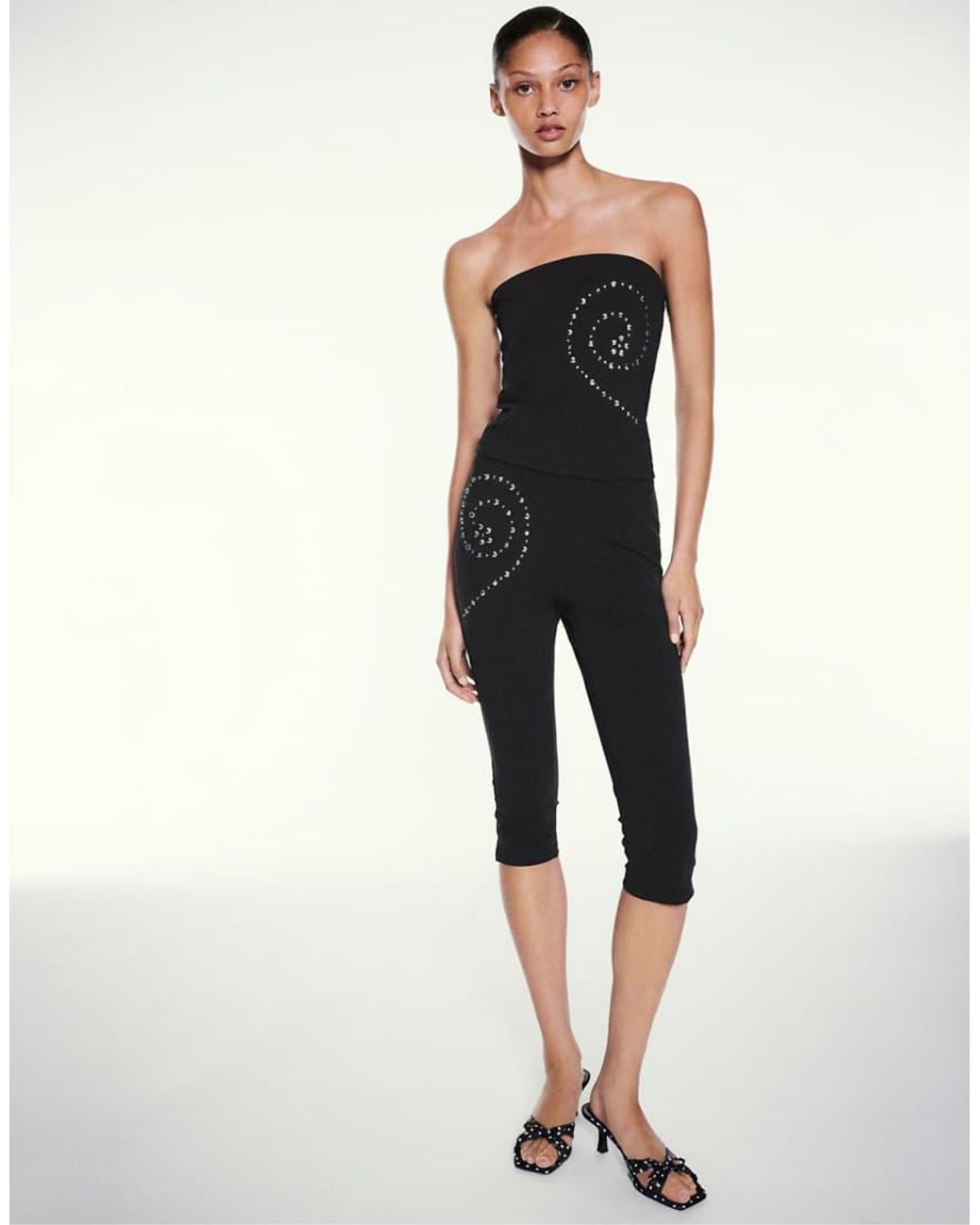 Pull&Bear Black Studded Bandeau Top