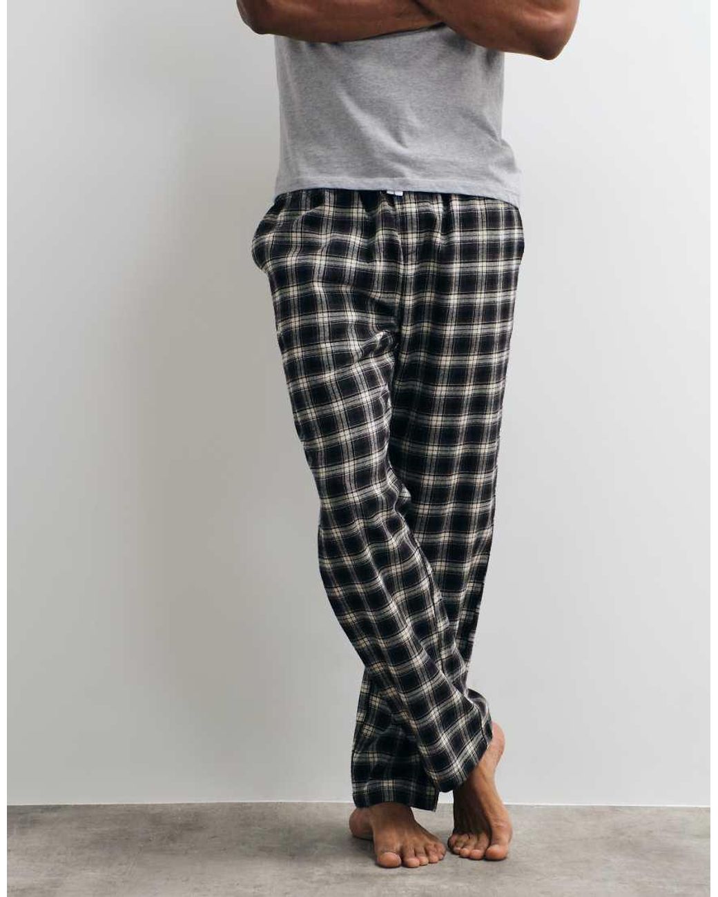New Look Geruite Pyjamabroek in het Black voor heren