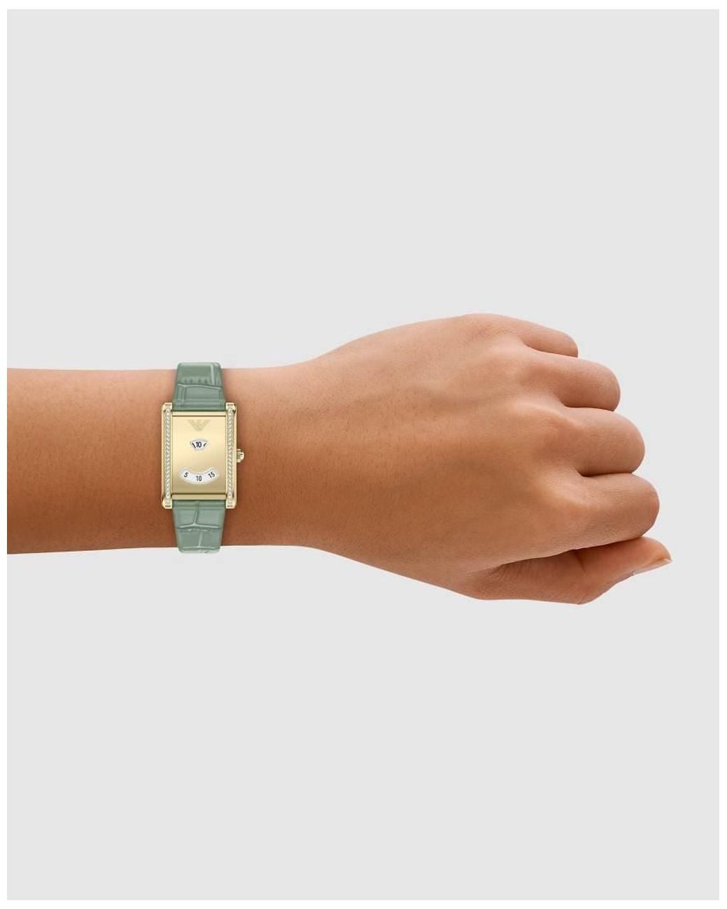 Emporio Armani Green Two-Hand Leather Watch