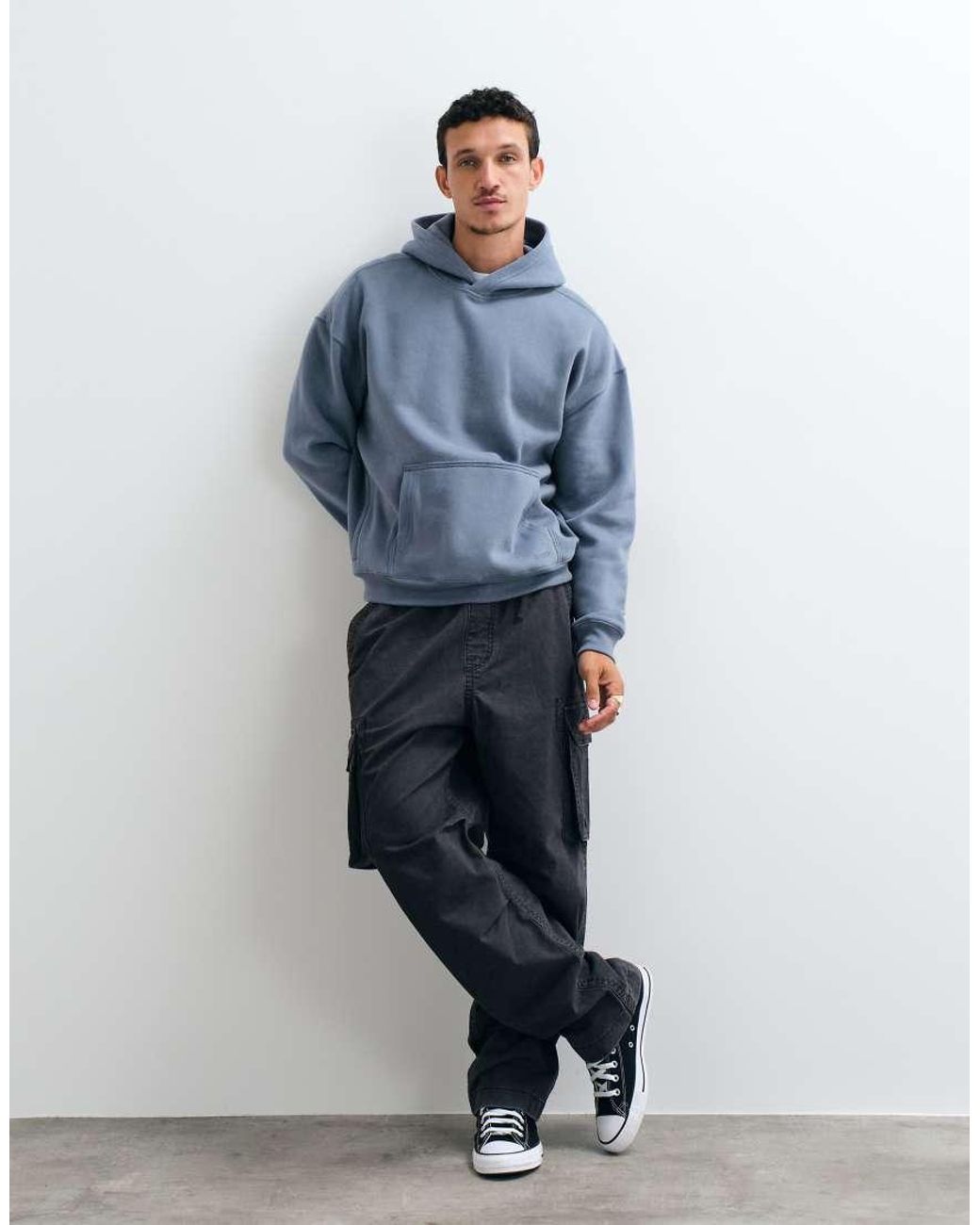 Hollister Blue Boxy Fit Hoodie for men