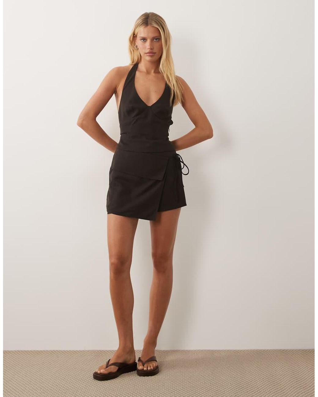 ASOS Black Tie Detail Halter Top