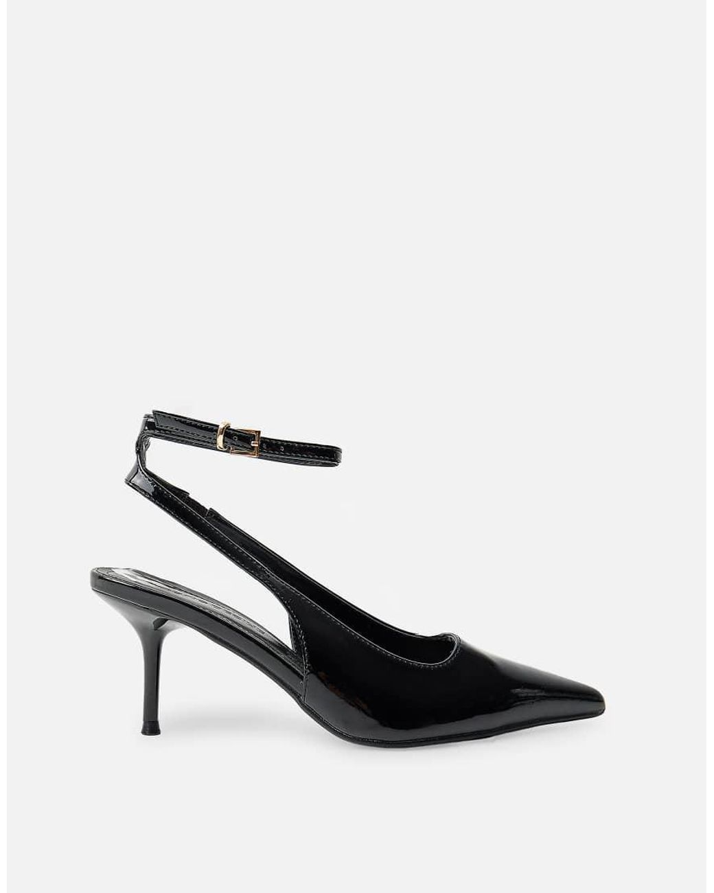 Public Desire White Louis Ankle Strap Court Mid Heels