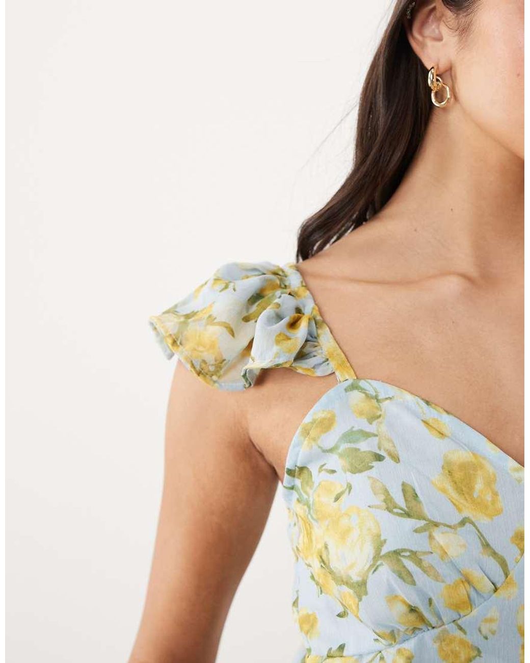 Y.A.S Green Flutter Sleeve Tiered Chiffon Maxi Dress