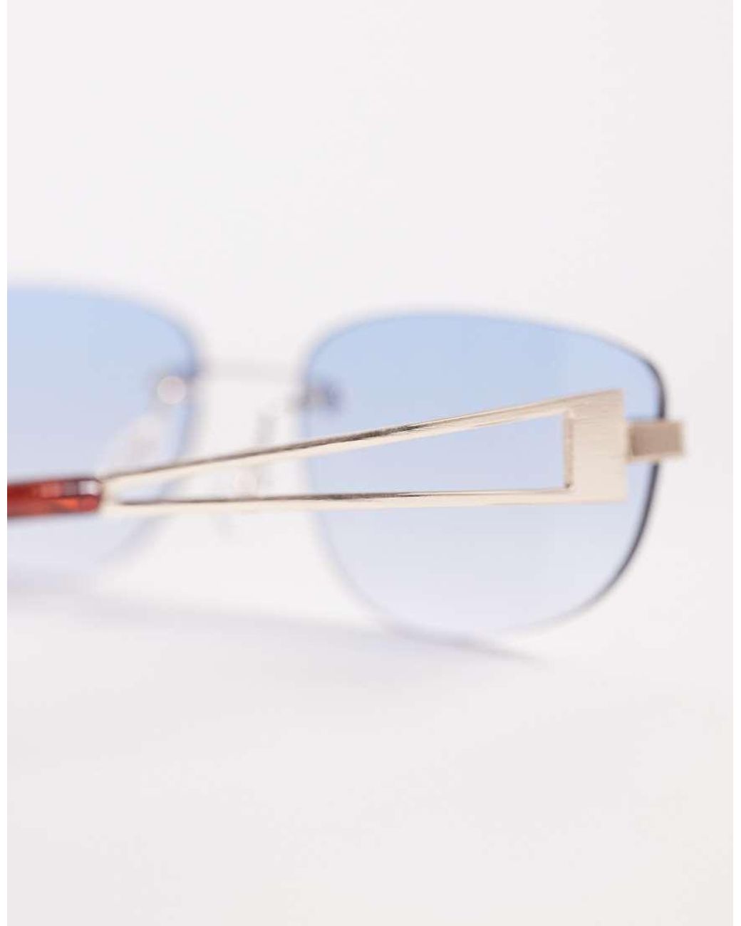 ASOS Metallic Rimless Rectangle Sunglasses for men