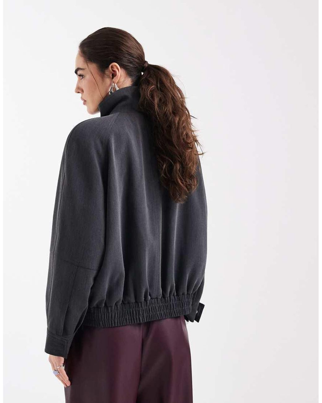 ASOS Blue Power Shoulder Tailored Bomber Jacket