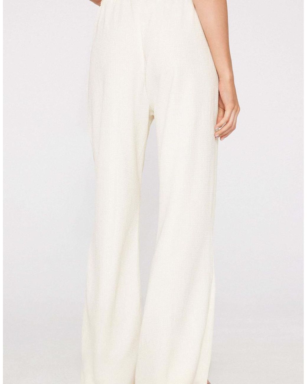 Tezenis White Crinkle Palazzo Trousers