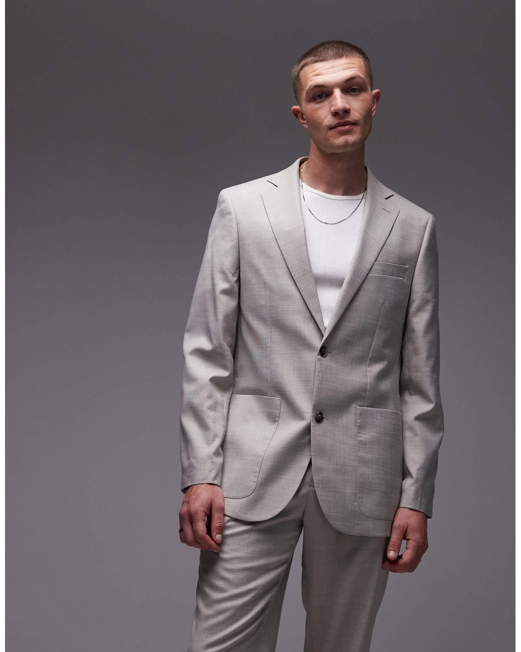 Topman Gray Relaxed Suit Jacket for men