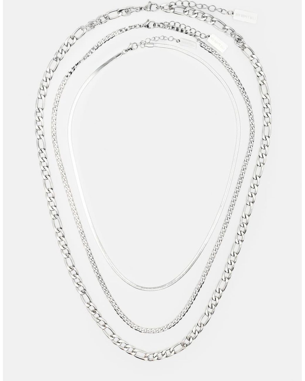 Pull&Bear White 3-pack Of Chain Necklaces for men