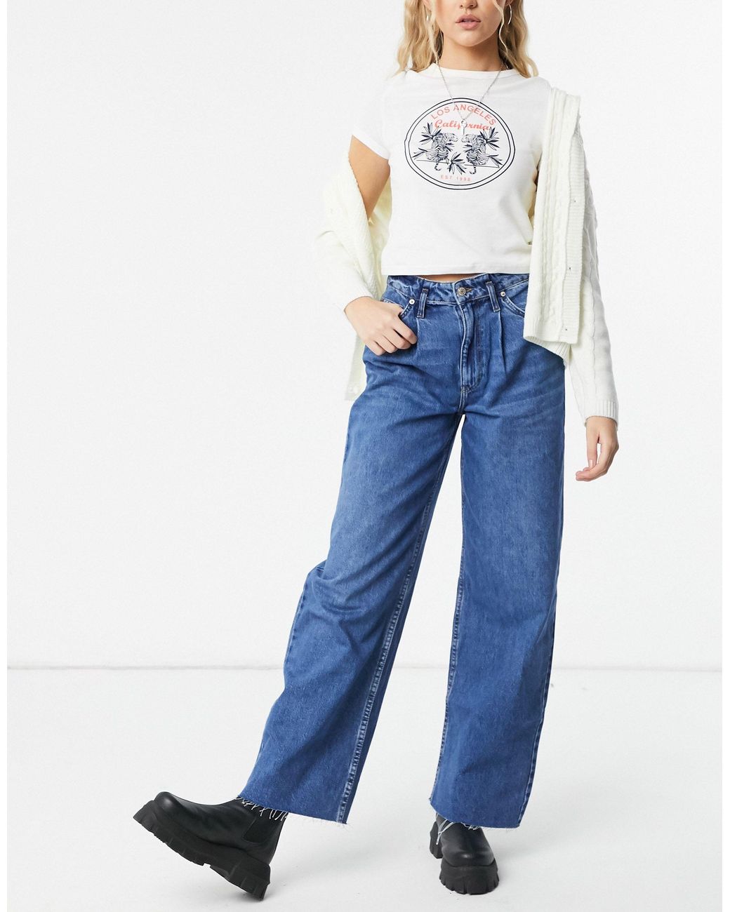 Pantaloni larghi anni '90 con fondo ampioBershka in Denim di colore Blu |  Lyst